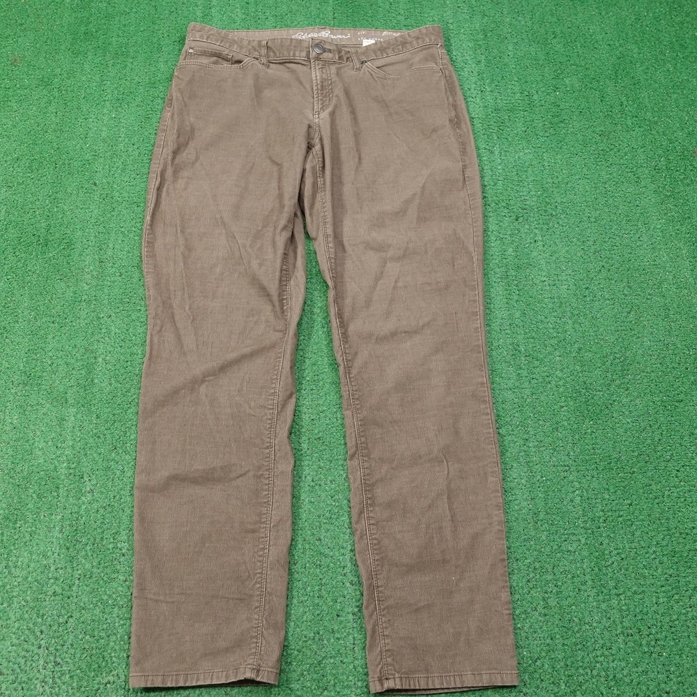 Eddie Bauer Pants Womens 10 Brown Corduroy Khakis Straight Relaxed 34x30‎